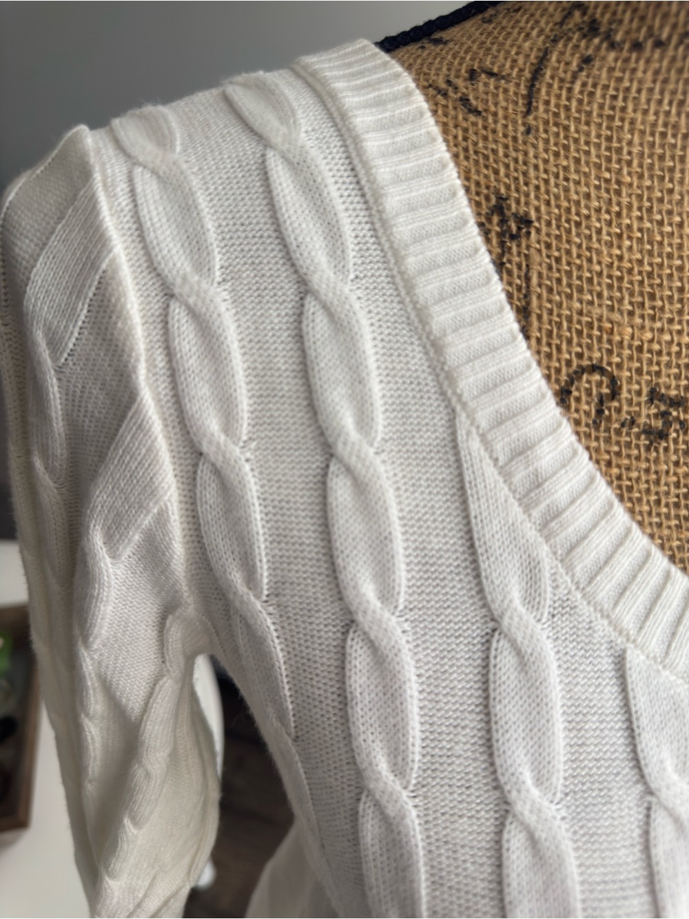 Hollister White Cable-Knit Tie-Waist Sweater - Picture 4 of 10